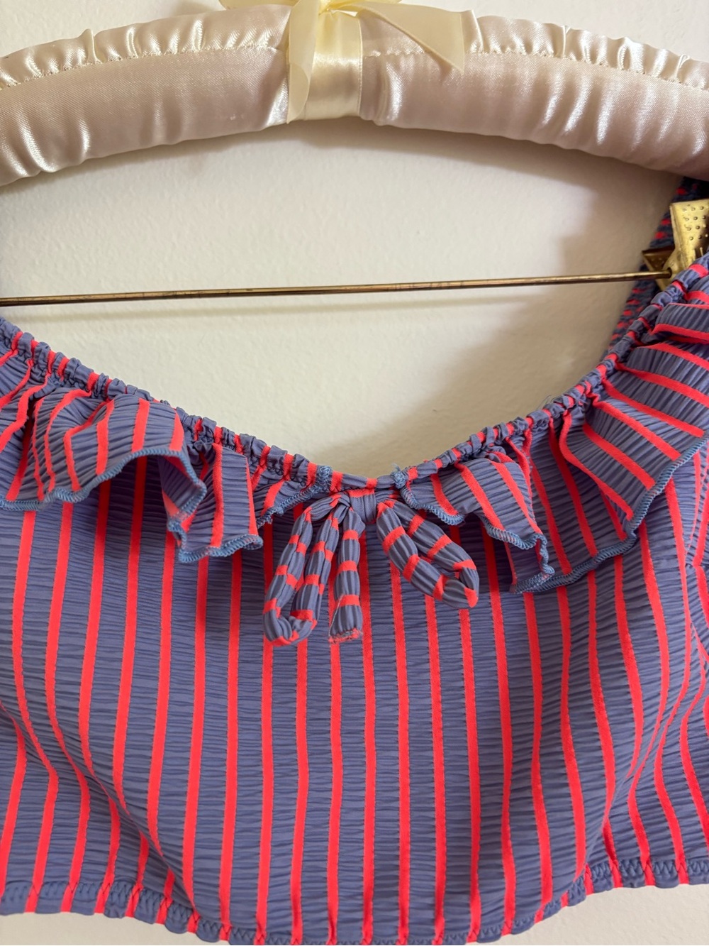 Solid & Striped Ruffle Off-Shoulder Swim Top - Picture 3 of 6